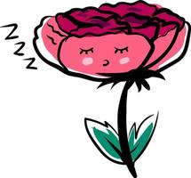 Peony sleeping, illustration, vector on white background.