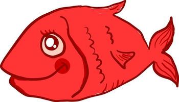 Red fish illustration vector on white background.