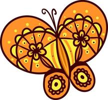 Orange butterfly , illustration, vector on white background