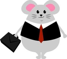 Mouse with red tie, illustration, vector on white background.