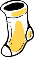 Yellow sock, illustration, vector on white background.