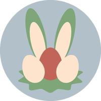 Three eggs with bunny ears, illustration, vector on a white background.