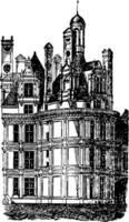 Chateau of Chambord, one of the most recognizable chteaux,  vintage engraving. vector