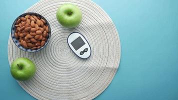 Green apples, almonds and a diabetes monitor video