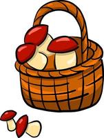 Mushrooms in basket , illustration, vector on white background