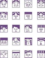 Emotion faces icon pack, illustration, vector on a white background.