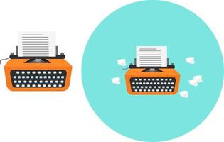 Orange typewriter ,illustration, vector on white background.