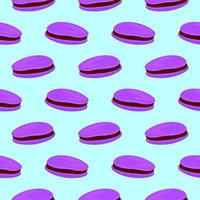 Purple dorayaki,seamless pattern on blue background. vector