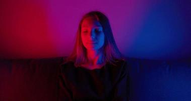 Teen Girl Have Fun With A Colored Light video