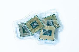 Computer processor CPU  Central processing unit microchip  isolated on white background photo