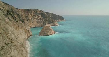 Aerial view on the sea coastline on the west coast of the island of Lefkada, Greece. video