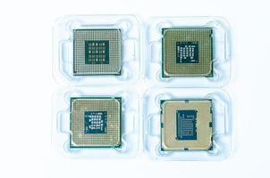 Computer processor CPU  Central processing unit microchip  isolated on white background photo