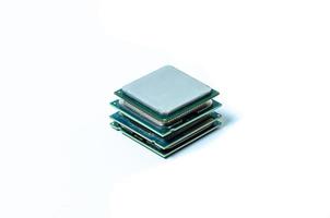 Computer processor CPU  Central processing unit microchip  isolated on white background photo