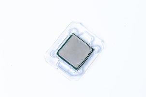 Computer processor CPU  Central processing unit microchip  isolated on white background photo
