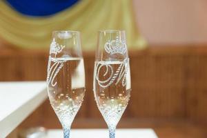 wedding glasses with sparkling wine photo