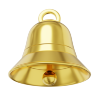 Bell metal gold, notification symbol. 3D rendering. PNG icon on transparent background.