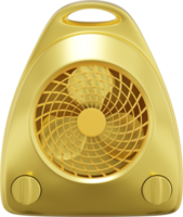 calentador de ventilador eléctrico. icono png dorado sobre fondo transparente. representación 3d