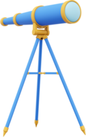 Multicolored telescope. 3d rendering. PNG icon on transparent background.