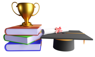 pile of books with degree cap png