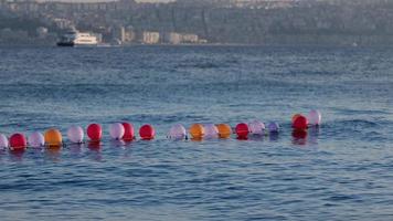balões coloridos engraçados nadando na água do mar video