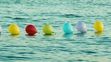grappig kleurrijk ballonnen zwemmen Aan de zee water video