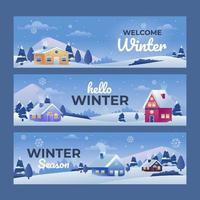 conjunto de pancartas de invierno vector