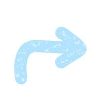 blu freccia mano disegnato con neve fiocchi struttura illustrazione. professionista png. png