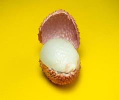 sliced lychee. Round pimply fruits. Chinese plum. fruit peel. photo