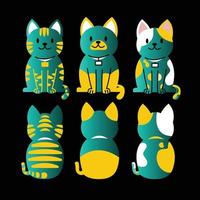 funny cartoon cats breeds set vector