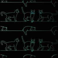 outline cat silhouette seamless pattern kitten vector