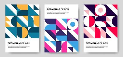 una colección de coloridas portadas de diseño de murales geométricos abstractos. eps10 vector