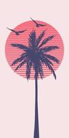 Silhouette of a palm tree on sunset vector