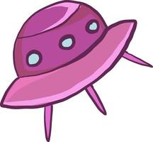 Pink UFO, illustration, vector on white background