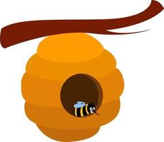 abeja en casa, ilustración, vector sobre fondo blanco.