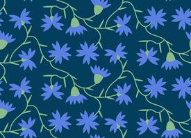 Seamless pattern with cornflowers. Beautiful design in flat style. vector