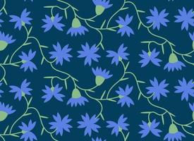 Seamless pattern with cornflowers. Beautiful design in flat style. vector