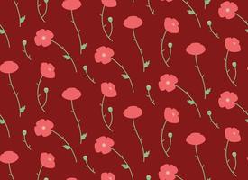 Seamless pattern with poppies. Texture with wildflowers in flat style. vector