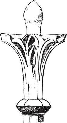 Modern Finial is three dimensional cross, tombs,  vintage engraving.