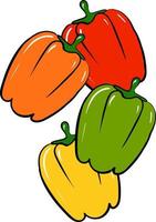 Multicolor peppers, illustration, vector on white background.