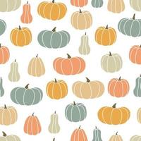 Seamless pattern with different pumpkins vector