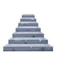 escaleras de hadas de piedra, arquitectura antigua medieval en estilo de dibujos animados aislado sobre fondo blanco con grietas, elementos rotos. activo del juego, elemento de diseño. ilustración vectorial vector