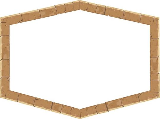Stone brick frame border ancient medieval in cartoon style, isolated on white background. Game decoration, menu. Vector illustration