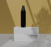 3d branding mock up of empty cosmetic tube standing with window shadow photo