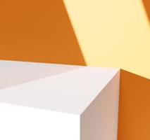 fondo mínimo de colocación de productos con sombra de ventana en la representación 3d de la pared naranja foto