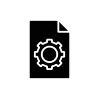 Paper document glyph icon illustration with gear. icon related to document in developing, file in developing. Simple vector design editable. Pixel perfect at 32 x 32