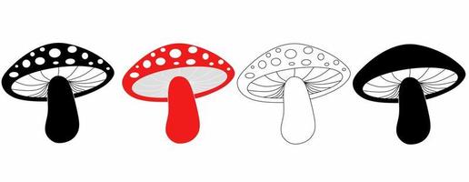 mushroom icon set isolated on white background vector