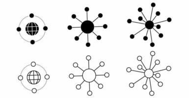 global network icon set isolated on white background vector