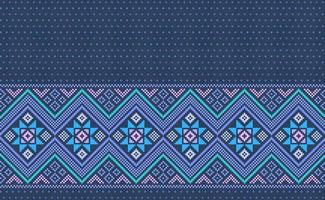 Pixel ethnic pattern, Vector embroidery Morocco background, Geometric line aztec style, Blue pattern zigzag