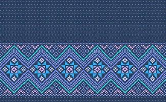 Pixel ethnic pattern, Vector embroidery Morocco background, Geometric line aztec style, Blue pattern zigzag