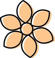 Minimal orange flower, icon illustration, vector on white background